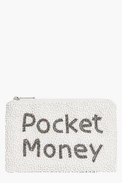 Boohoo Anna Pocket Money Slogan Embellished Purse