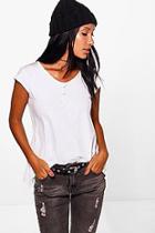 Boohoo Laura Button Cotton T-shirt