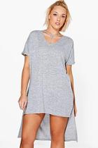 Boohoo Plus Strap Detail Dip Hem Tunic Dress