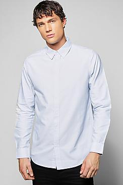 Boohoo Blue Oxford Stripe Shirt