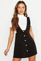 Boohoo Petite Plunge Front Button Pinafore Dress
