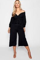 Boohoo Plus Off Shoulder Wrap Culotte Co-ord