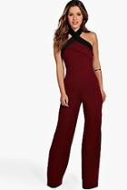 Boohoo Petite Colour Block Cross Front Jumpsuit