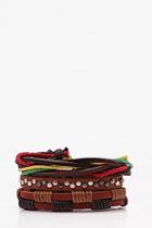 Boohoo Woven Colourful Stack Bracelet