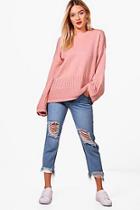 Boohoo Harriet Rib Edge Wide Sleeve Jumper