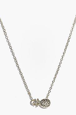 Boohoo Elsa Pineapple Charm Necklace