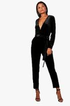 Boohoo Anna Velvet Tailored Jumpsuit