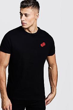 Boohoo Crew Neck T-shirt With Dice Embroidery