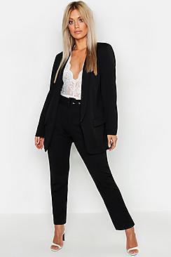 Boohoo Plus Self Belt Tailored Trousers