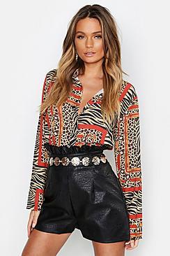 Boohoo Woven Chain Print Shirt