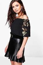 Boohoo Isla Beaded Sleeve Bardot Top