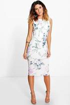 Boohoo Annie Floral Open Back Detail Midi Dress