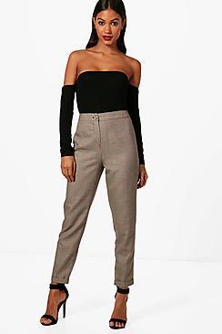 Boohoo Rachel Checked Tapered Trouser