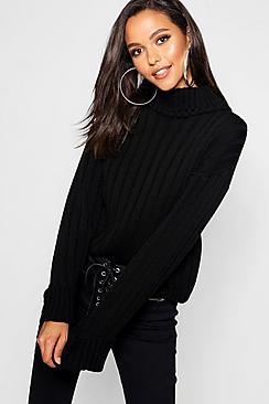 Boohoo Tall Wide Rib Turn Up Cuff Jumper