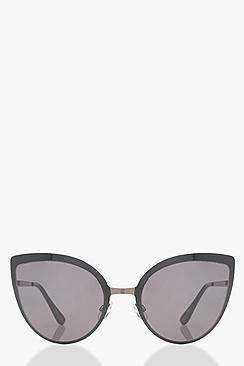 Boohoo Ellie Oversized Smoke Cat Eye Sunglasses