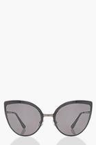 Boohoo Ellie Oversized Smoke Cat Eye Sunglasses