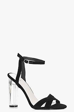 Boohoo Rebecca Cross Strap Clear Heel Two Part