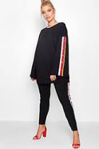 Boohoo Plus Bridget Popper Stripe Sweat Lounge Set