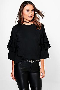 Boohoo Jasmine Ruffle Sleeve Jumper