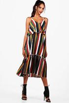 Boohoo Dayna Bold Stripe Ruffle Hem Smock Dress