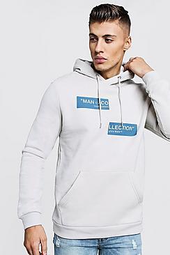 Boohoo Man Collection Spliced Box Print Hoodie