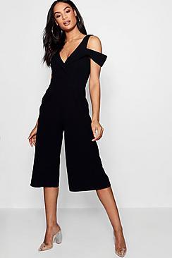 Boohoo One Shoulder Tux Culotte Jumpsuit