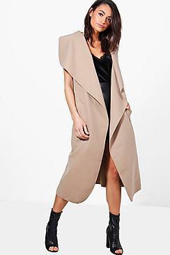 Boohoo Nadia Sleeveless Belted Wool Look Coat