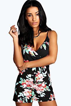 Boohoo Francesca Floral Print Playsuit