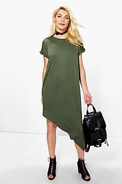 Boohoo Maya Asymmetric T-shirt Midi Dress
