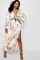 Boohoo Oriential Wrap Front Floral Maxi Dress