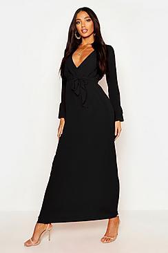 Boohoo Woven Wrap Ruffle Sleeve Maxi Dress