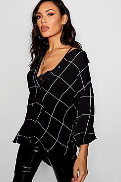 Boohoo Large Grid Oversized Shirt