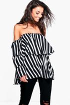 Boohoo Tall Stripe Woven Off The Shoulder Top Multi