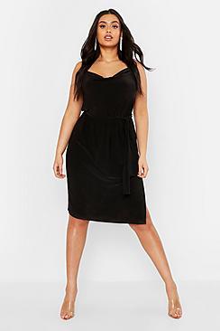 Boohoo Plus Pastel Slinky Cowl Midi Dress