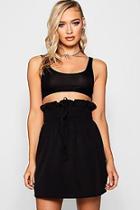 Boohoo Ellie Sheared Waist Woven Skater Skirt