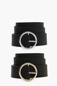 Boohoo 2 Pck Circle Buckle Belt