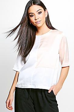 Boohoo Clara Colourblock Satin Shell Top