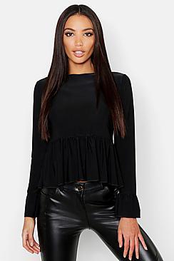 Boohoo Slinky Tie Back Peplum