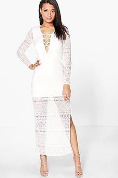 Boohoo Alexandria Burnout Lace Up Maxi Dress