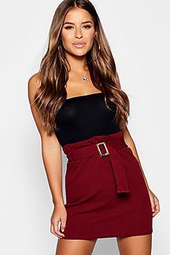 Boohoo Petite Buckle Detail Belted Mini Skirt