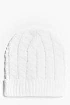 Boohoo Grid Knit Beanie White