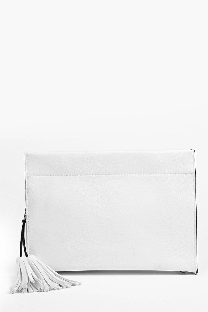 Boohoo Yasmin Structured Clutch Bag White