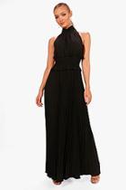 Boohoo Tabetha Shirred Waist Pleated Maxi Dress