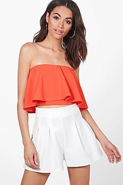 Boohoo Hannah Crepe Frill Crop