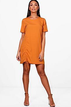 Boohoo Lara Ruched Side Shift Dress