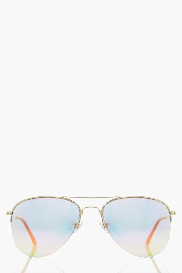 Boohoo Ivy Mermaid Revo Lense Aviator Sunglasses Gold