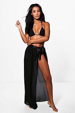 Boohoo Satin Tie Beach Sarong