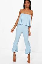 Boohoo Rose Ruffle Culotte & Bandeau Co-ord Set