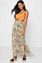 Boohoo Roxie Woven Leopard Rouched Maxi Skirt