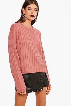 Boohoo Lily Wide Rib Stem Hem Jumper